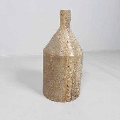 Wide Bottle Candle Stand - Travertine
