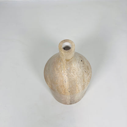 Wide Bottle Candle Stand - Travertine