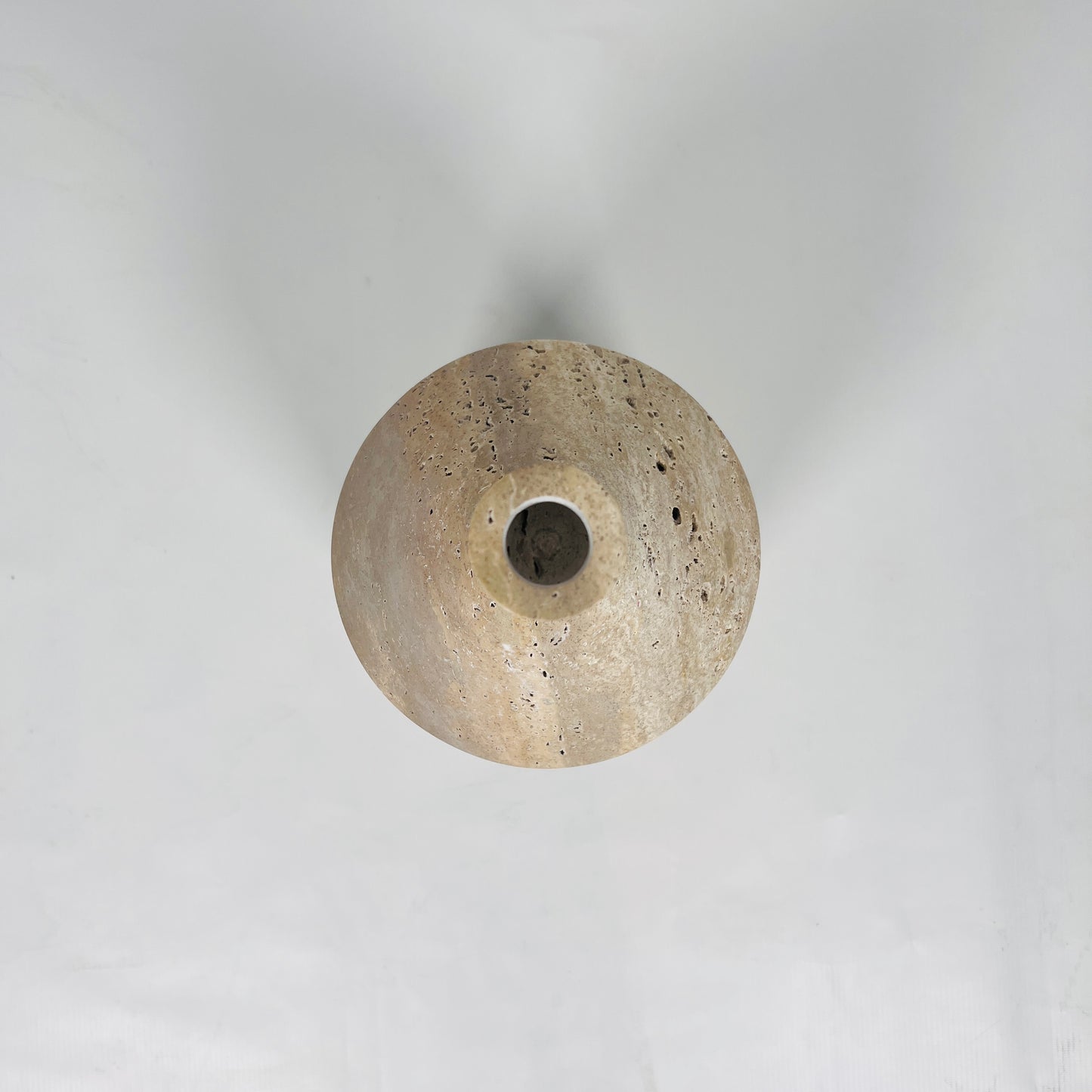 Wide Bottle Candle Stand - Travertine