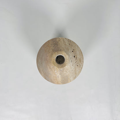 Wide Bottle Candle Stand - Travertine