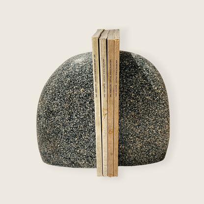 Black Dotted Riverstone Bookend Pair