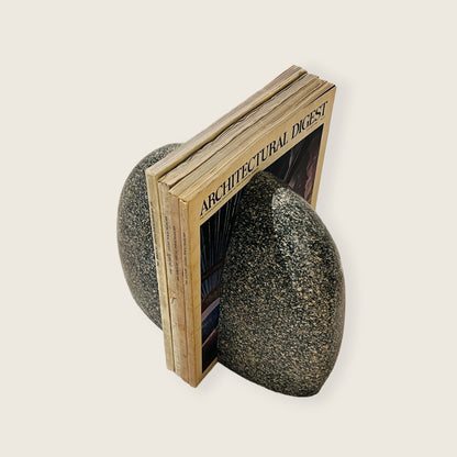 Black Dotted Riverstone Bookend Pair