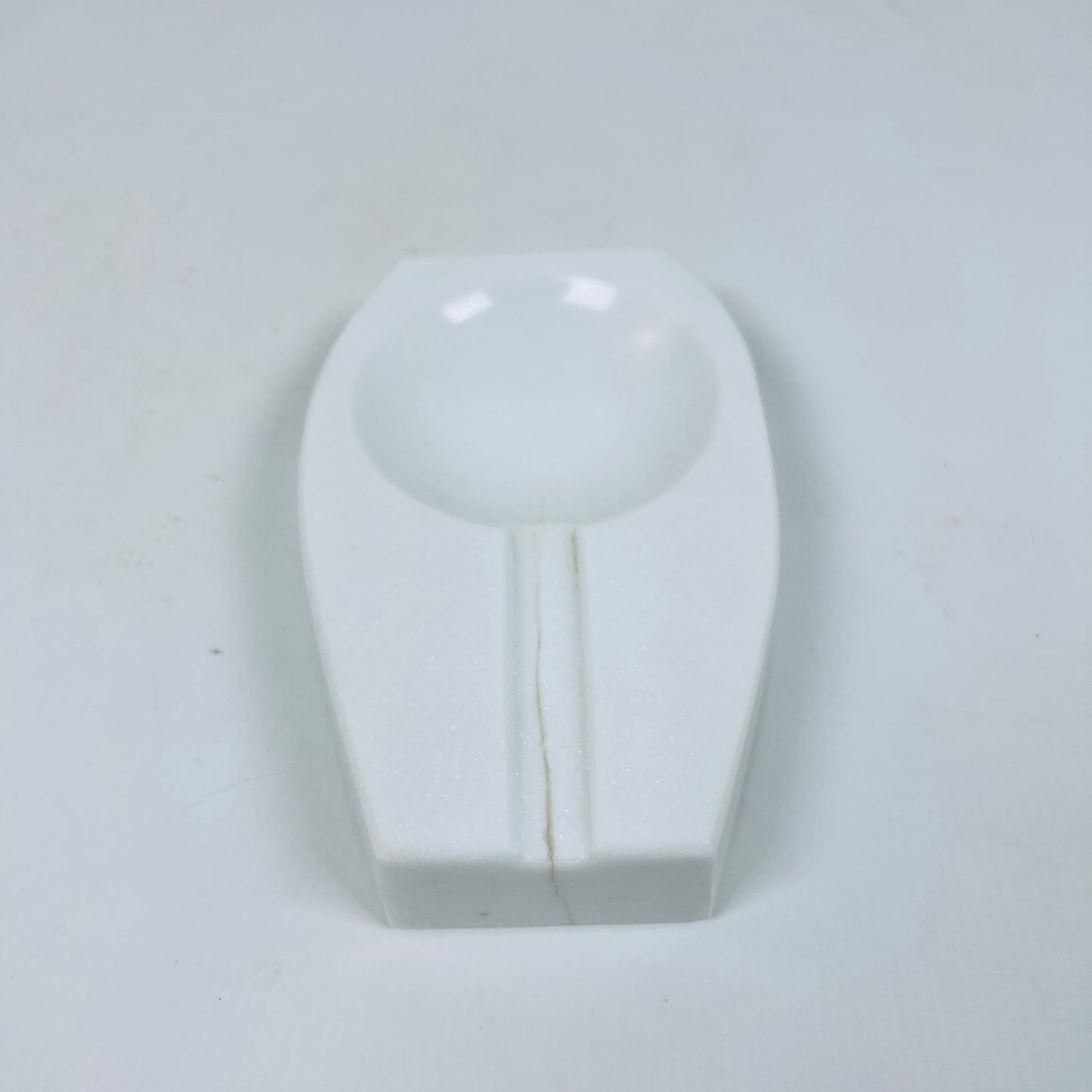 Curved Marble Ash Tray - White