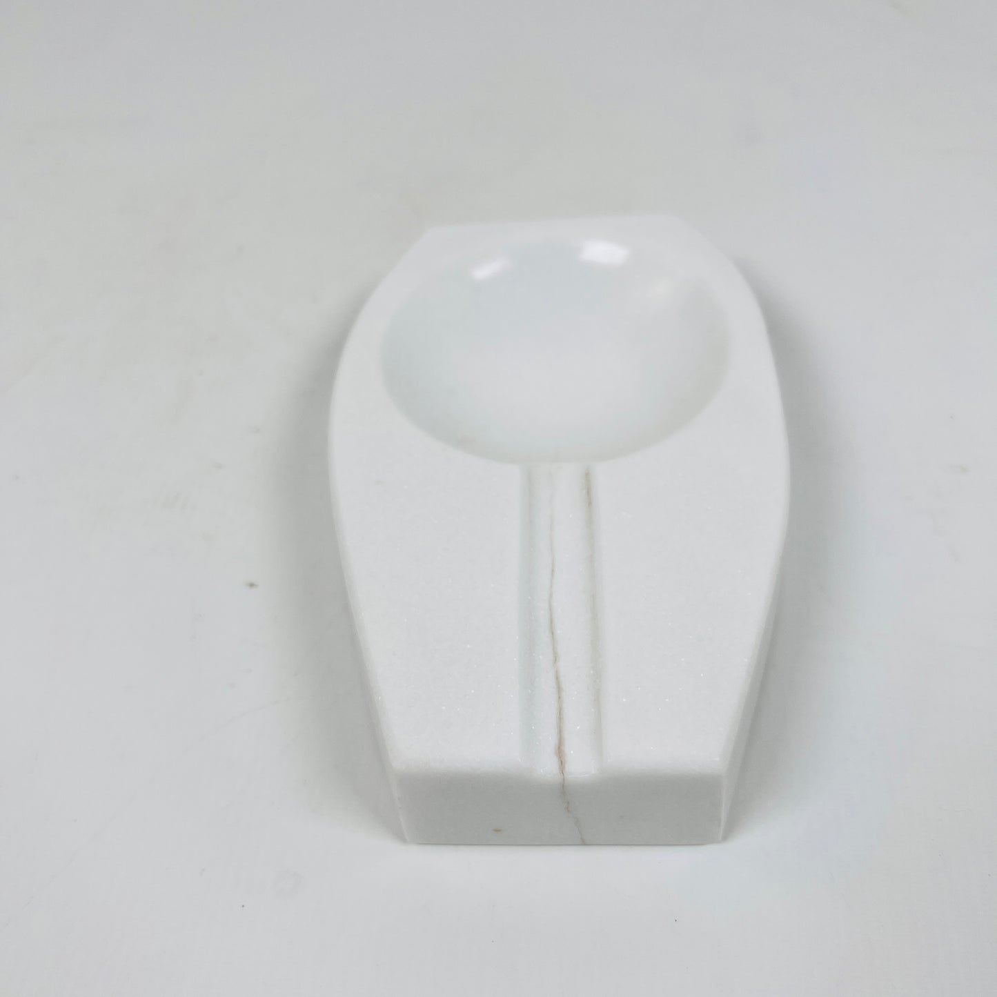 Curved Marble Ash Tray - White
