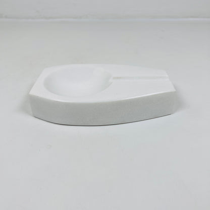 Curved Marble Ash Tray - White