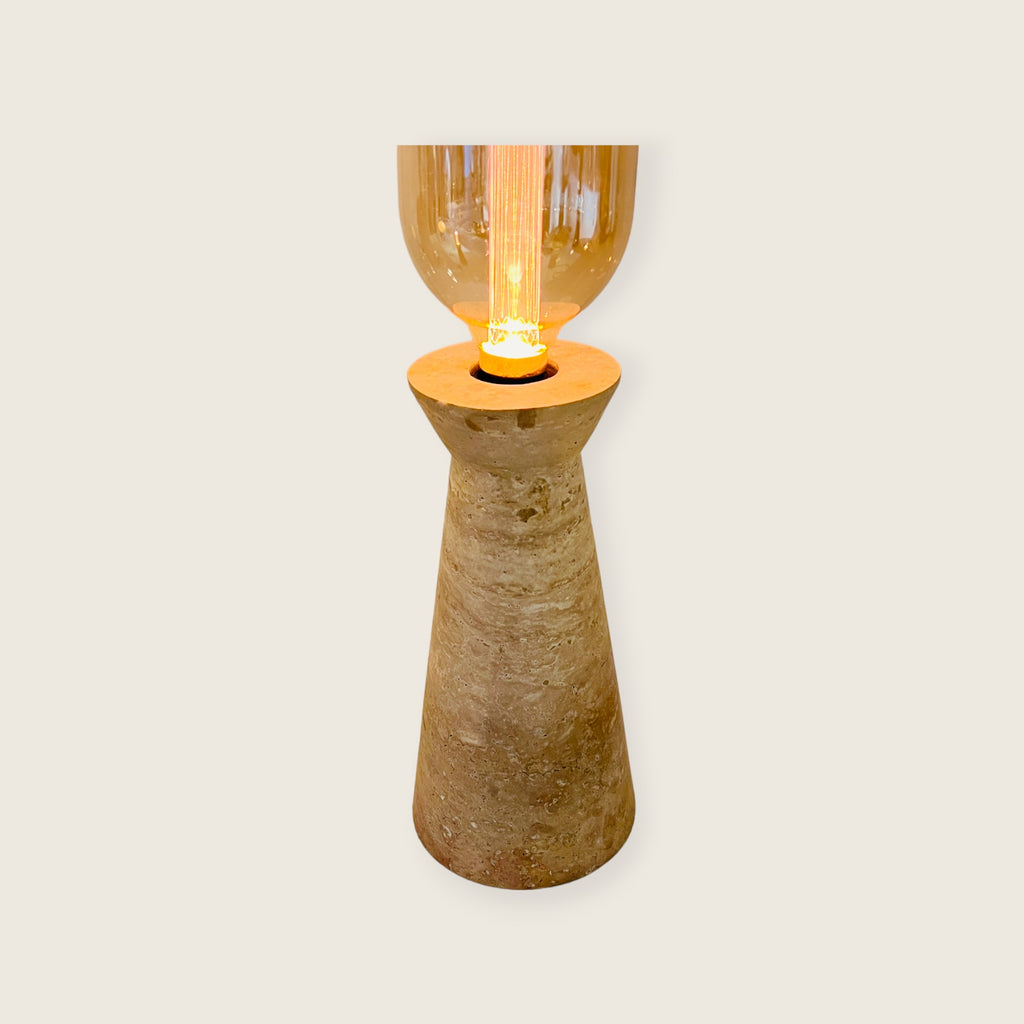 Upside Down Funnel Travertine Grazed Table Lamp