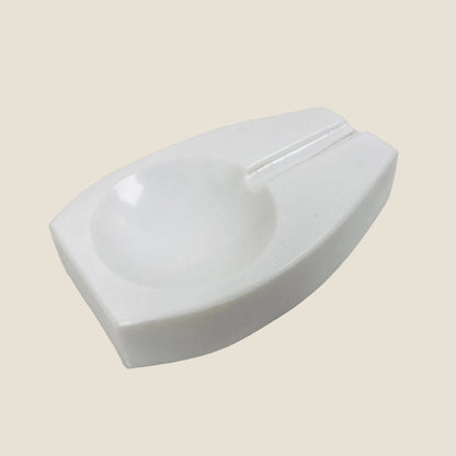 Curved Marble Ash Tray - White
