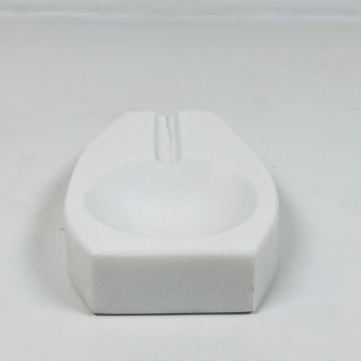 Curved Marble Ash Tray - White