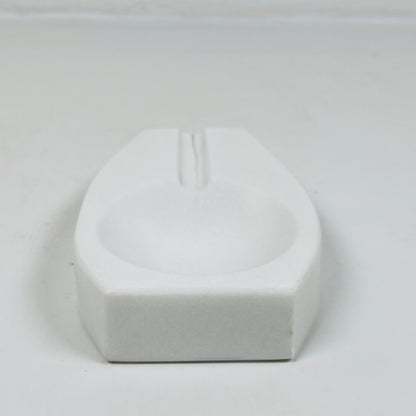 Curved Marble Ash Tray - White