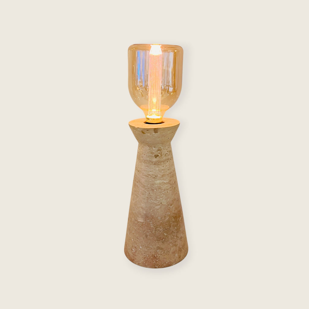 Upside Down Funnel Travertine Grazed Table Lamp