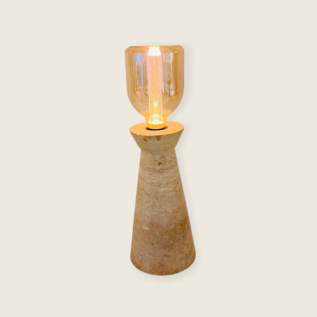 Upside Down Funnel Travertine Grazed Table Lamp