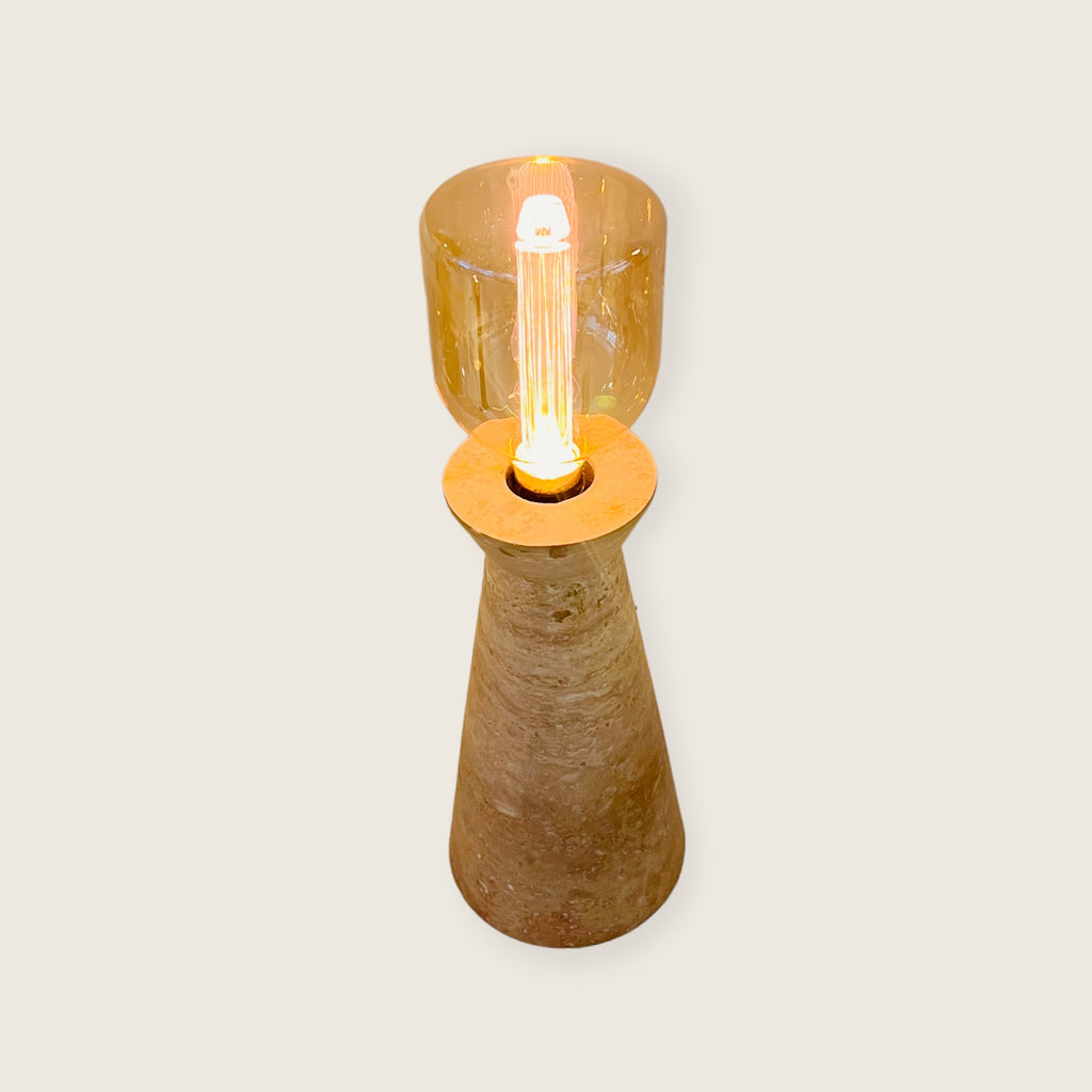 Upside Down Funnel Travertine Grazed Table Lamp