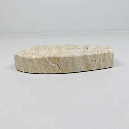 Curved Marble Ash Tray - Travertine