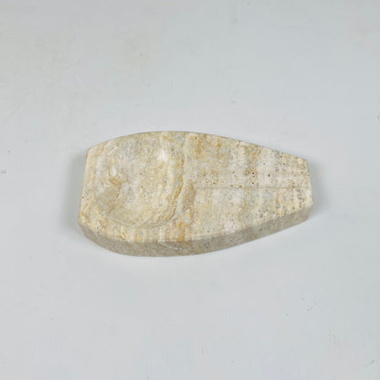 Curved Marble Ash Tray - Travertine