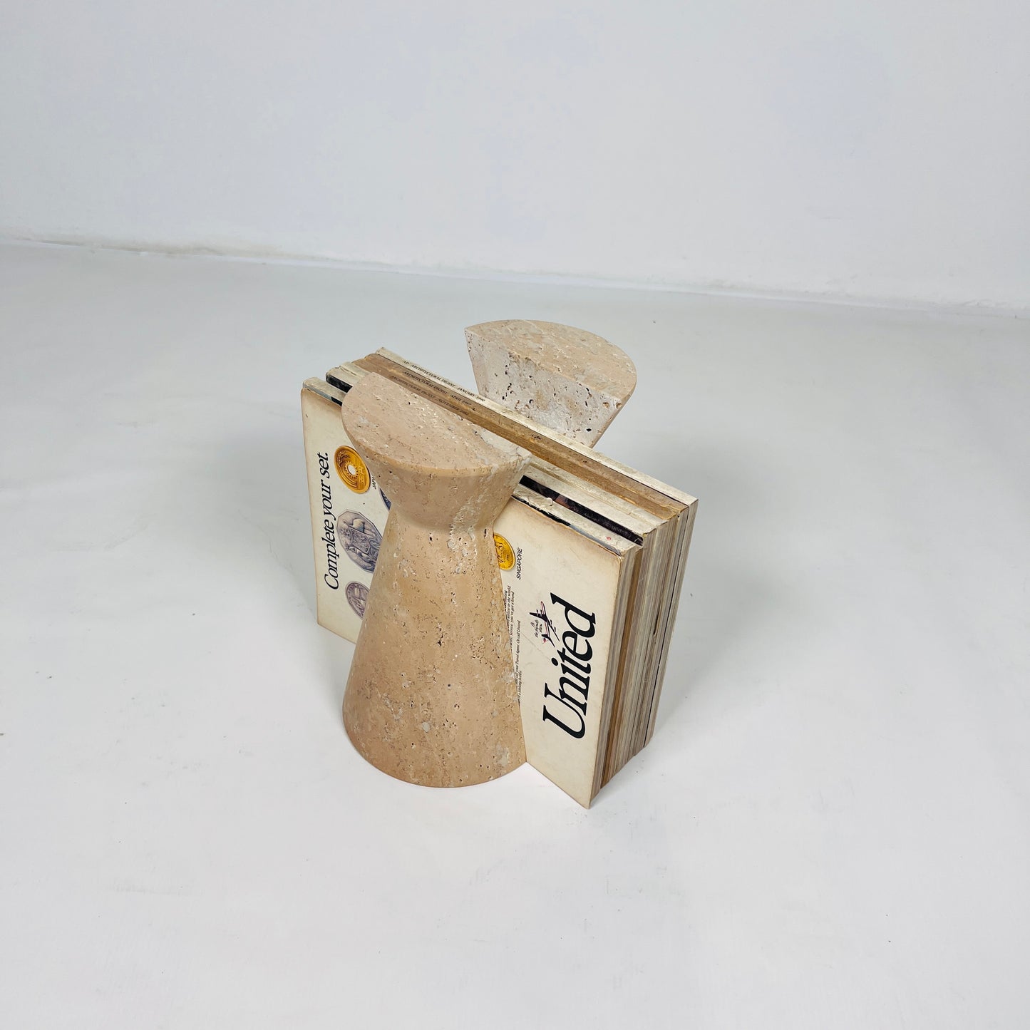 Biconic Bookends Pair - Travertine
