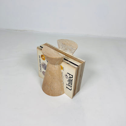 Biconic Bookends Pair - Travertine