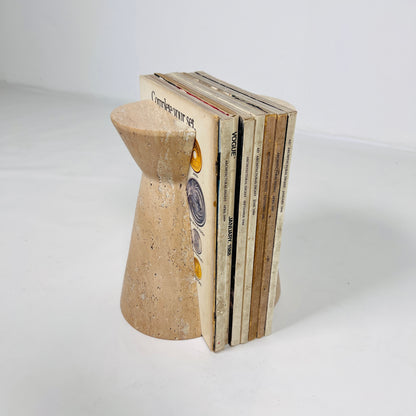 Biconic Bookends Pair - Travertine