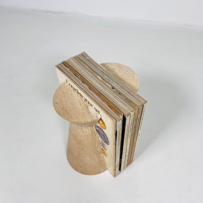 Biconic Bookends Pair - Travertine