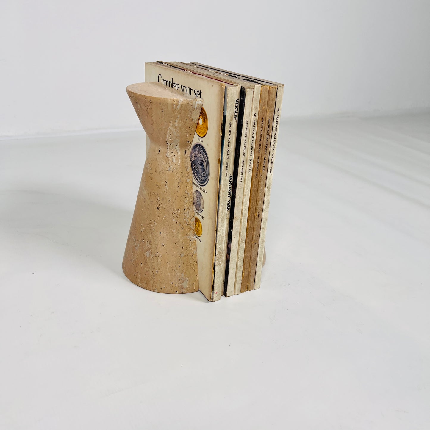 Biconic Bookends Pair - Travertine