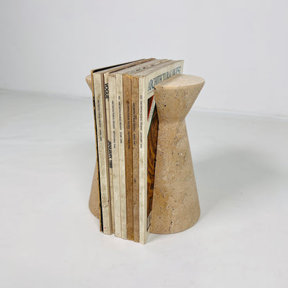 Biconic Bookends Pair - Travertine