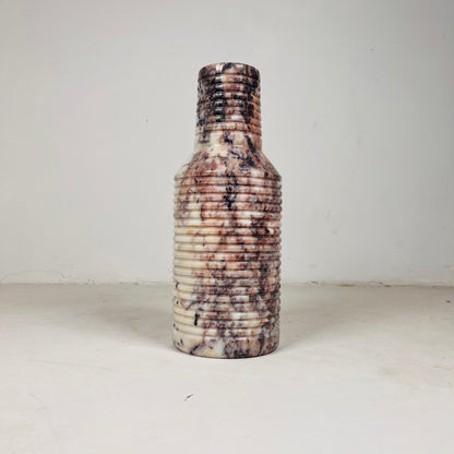 Grooved Marble Vase - Red & White