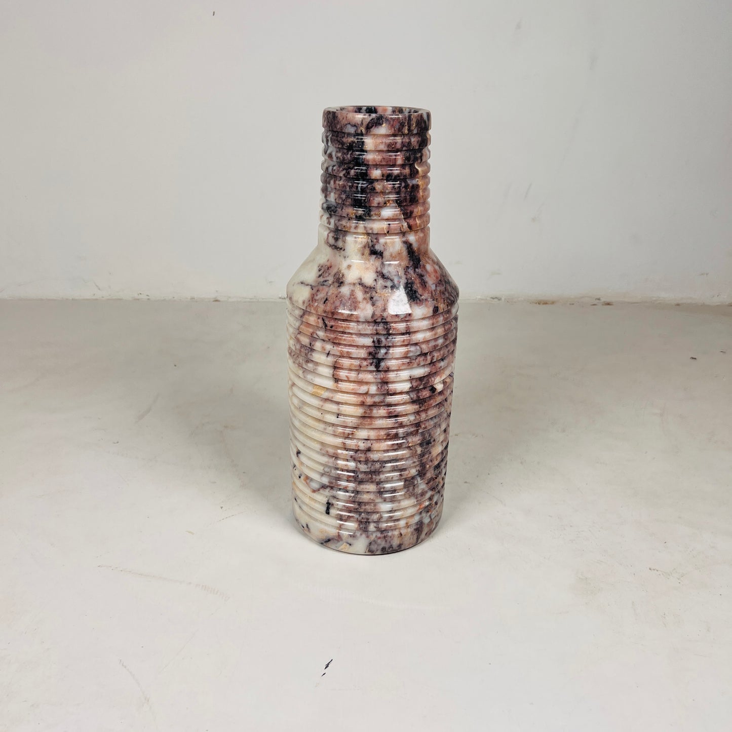 Grooved Marble Vase - Red & White