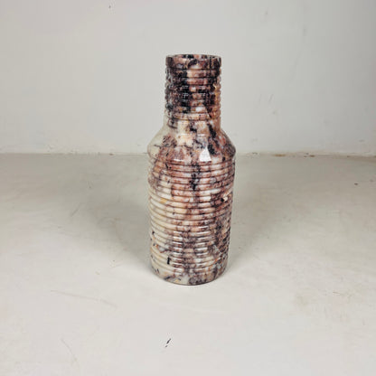 Grooved Marble Vase - Red & White