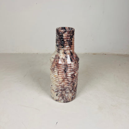 Grooved Marble Vase - Red & White