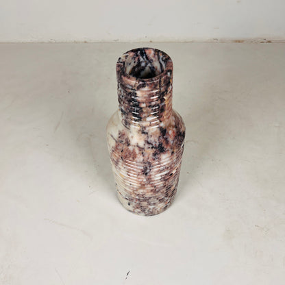 Grooved Marble Vase - Red & White