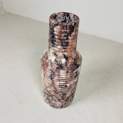 Grooved Marble Vase - Red & White
