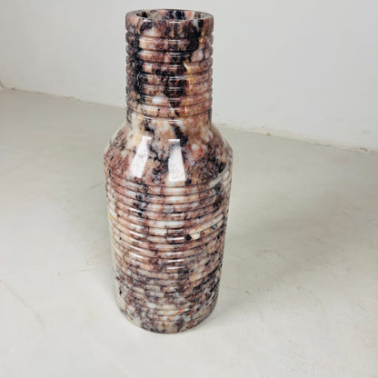 Grooved Marble Vase - Red & White