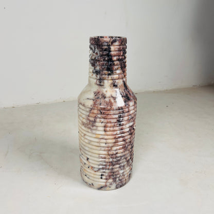 Grooved Marble Vase - Red & White
