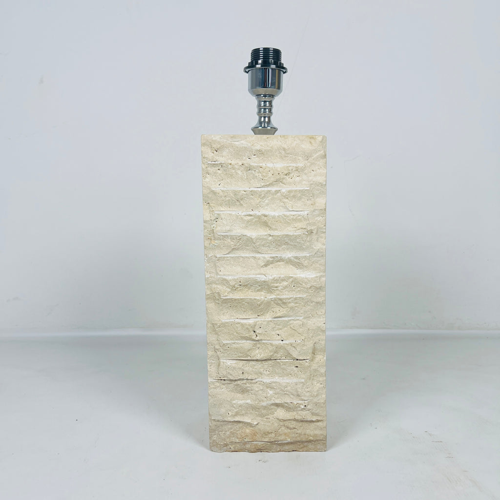 Sleek Travertine Shaded Table Lamp