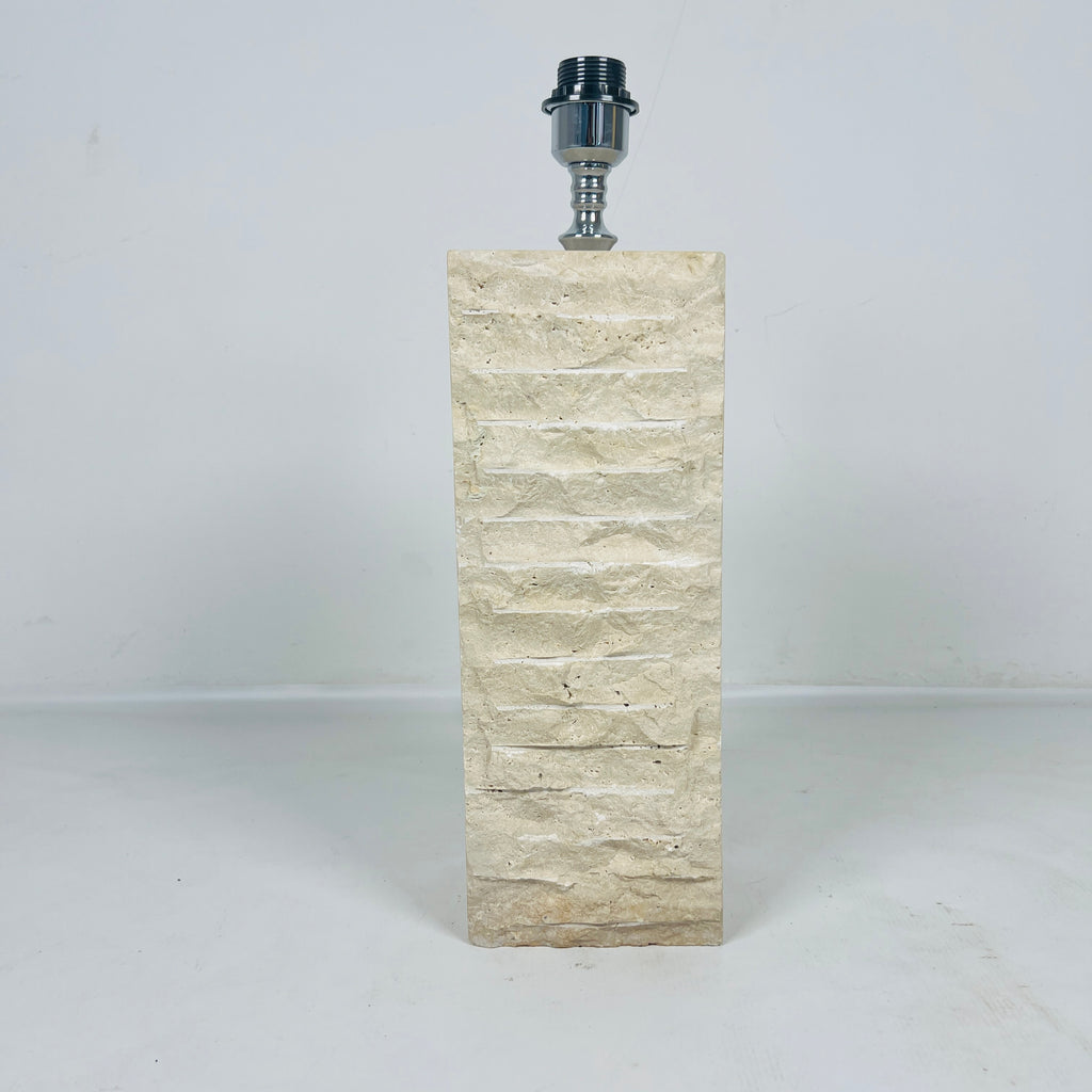 Sleek Travertine Shaded Table Lamp