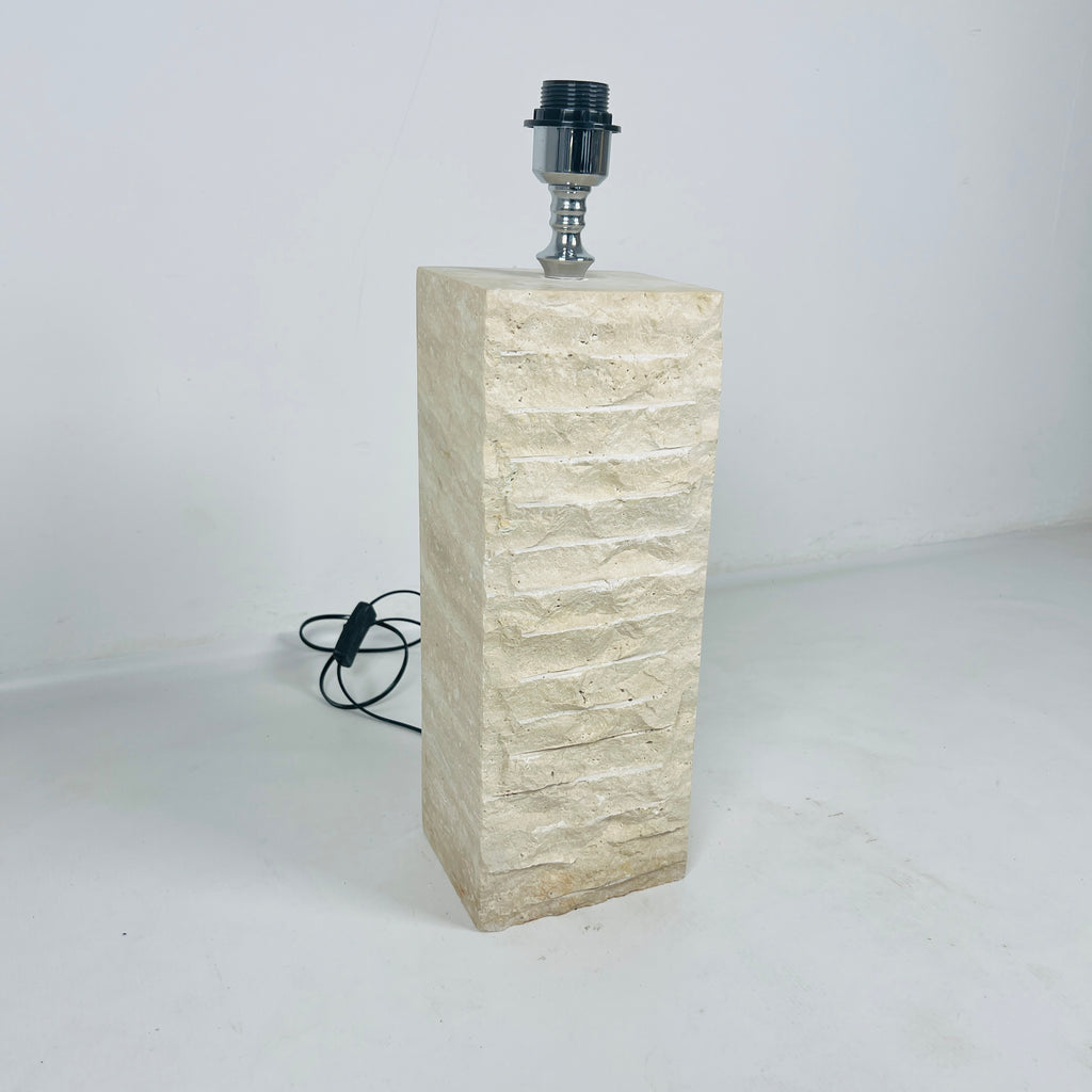 Sleek Travertine Shaded Table Lamp