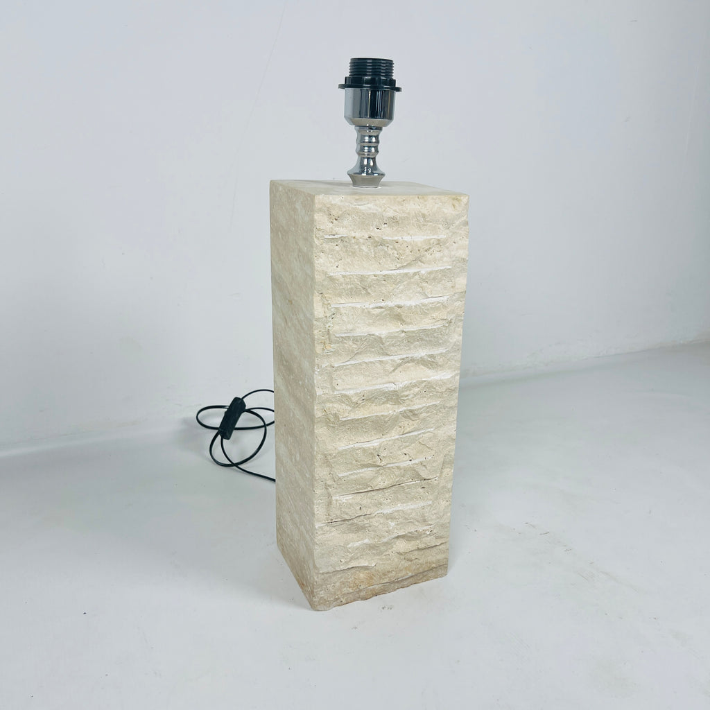 Sleek Travertine Shaded Table Lamp