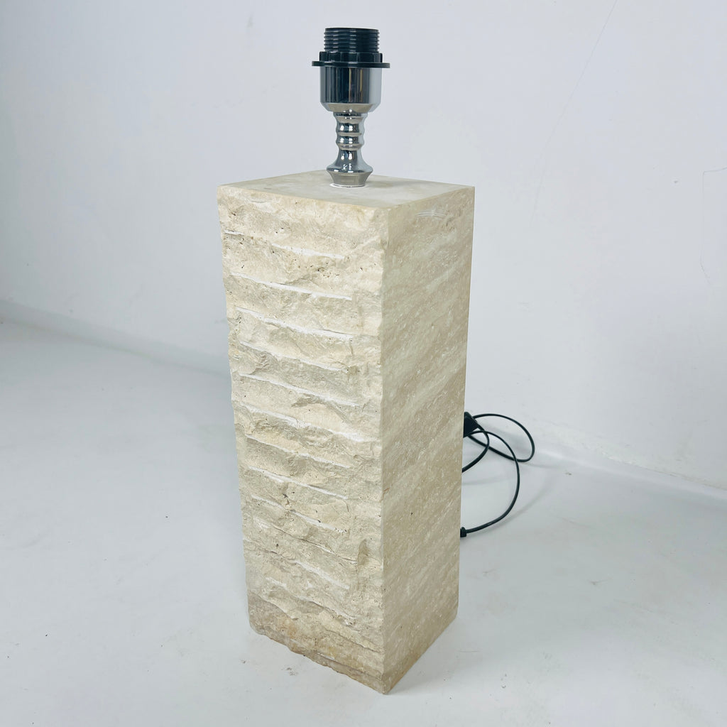 Sleek Travertine Shaded Table Lamp