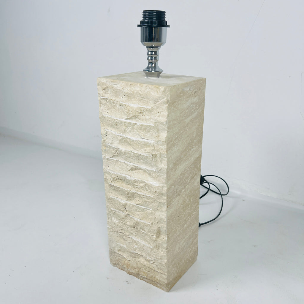 Sleek Travertine Shaded Table Lamp