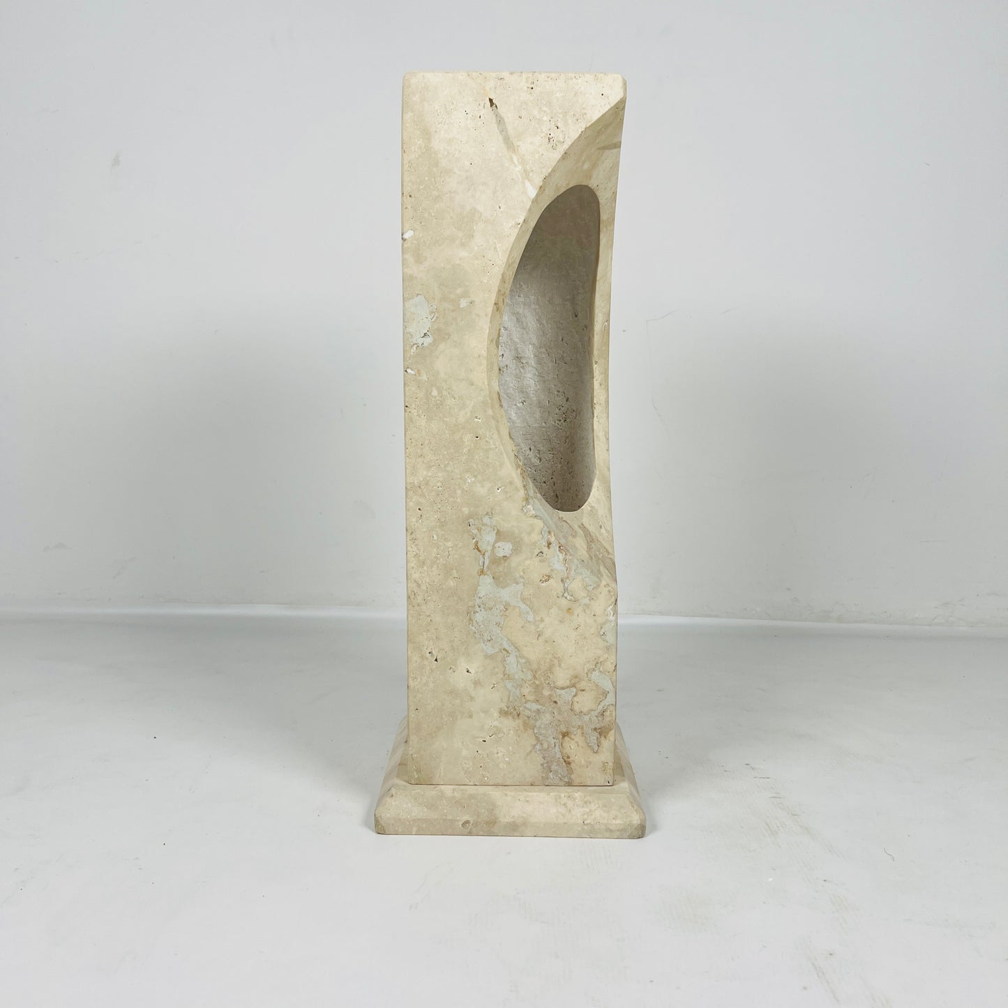 Hollowed Crescent Lamp - Travertine