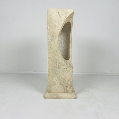 Hollowed Crescent Lamp - Travertine