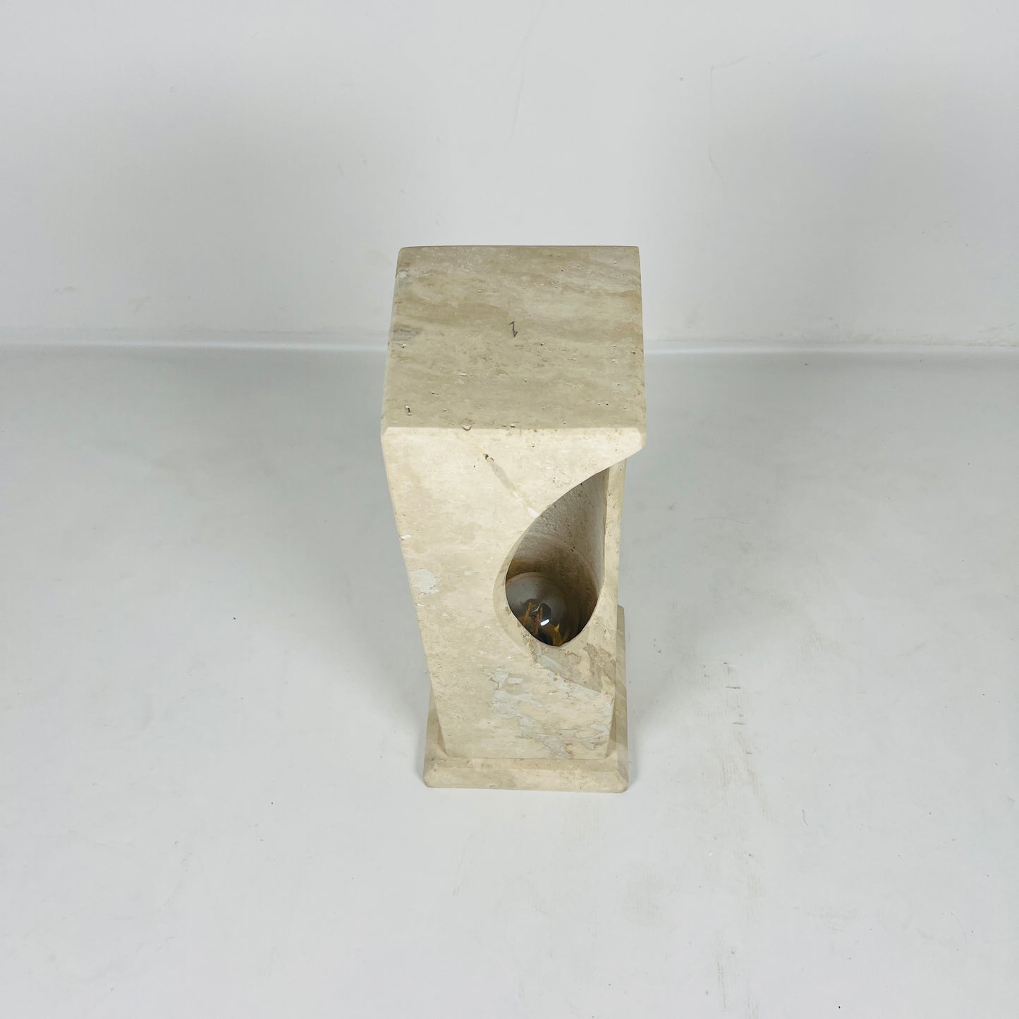 Hollowed Crescent Lamp - Travertine