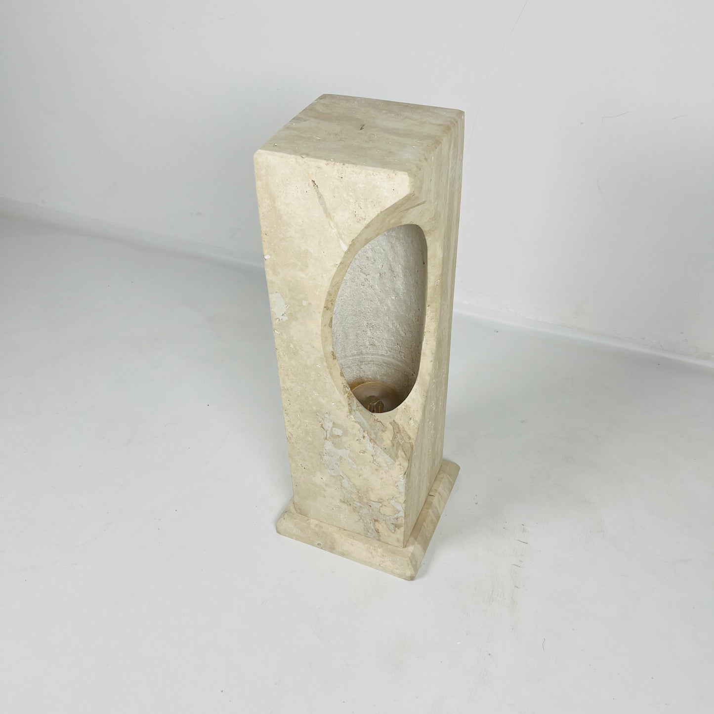 Hollowed Crescent Lamp - Travertine