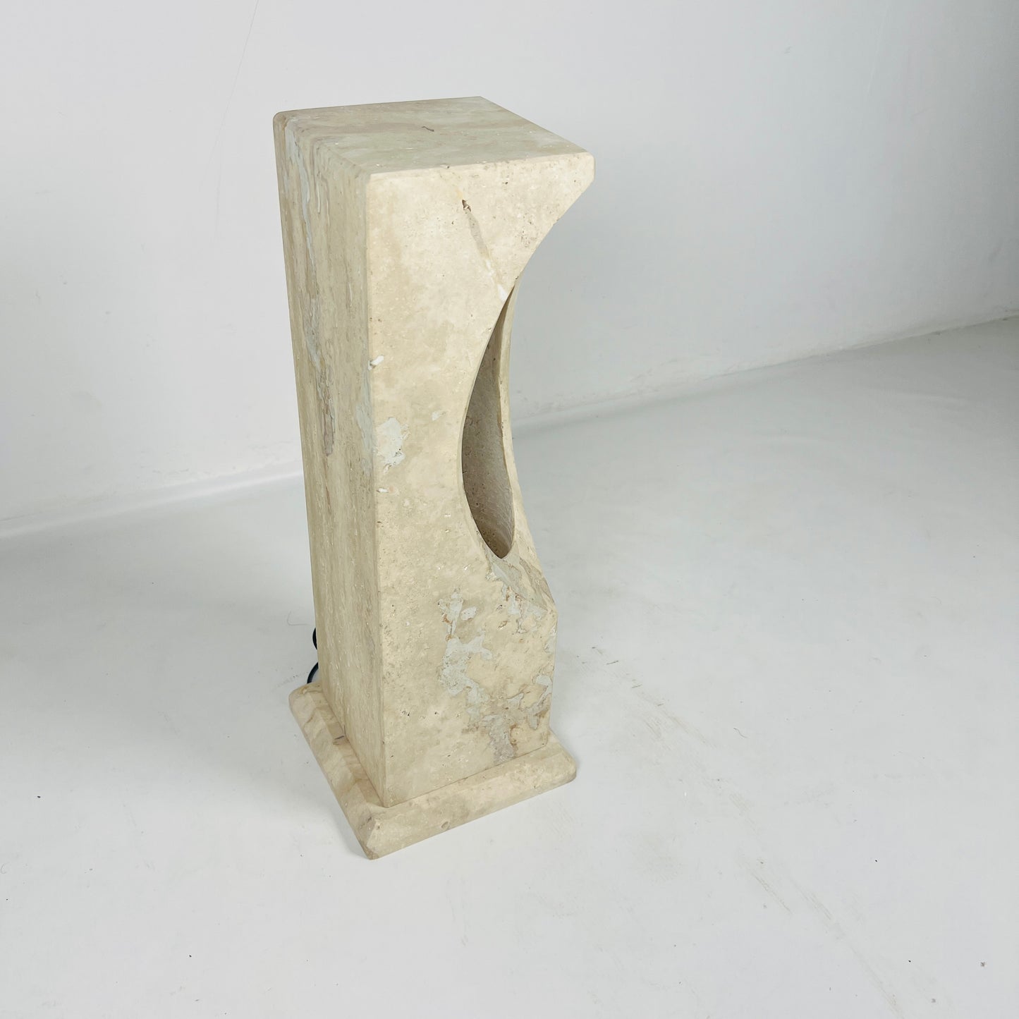 Hollowed Crescent Lamp - Travertine