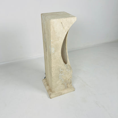 Hollowed Crescent Lamp - Travertine