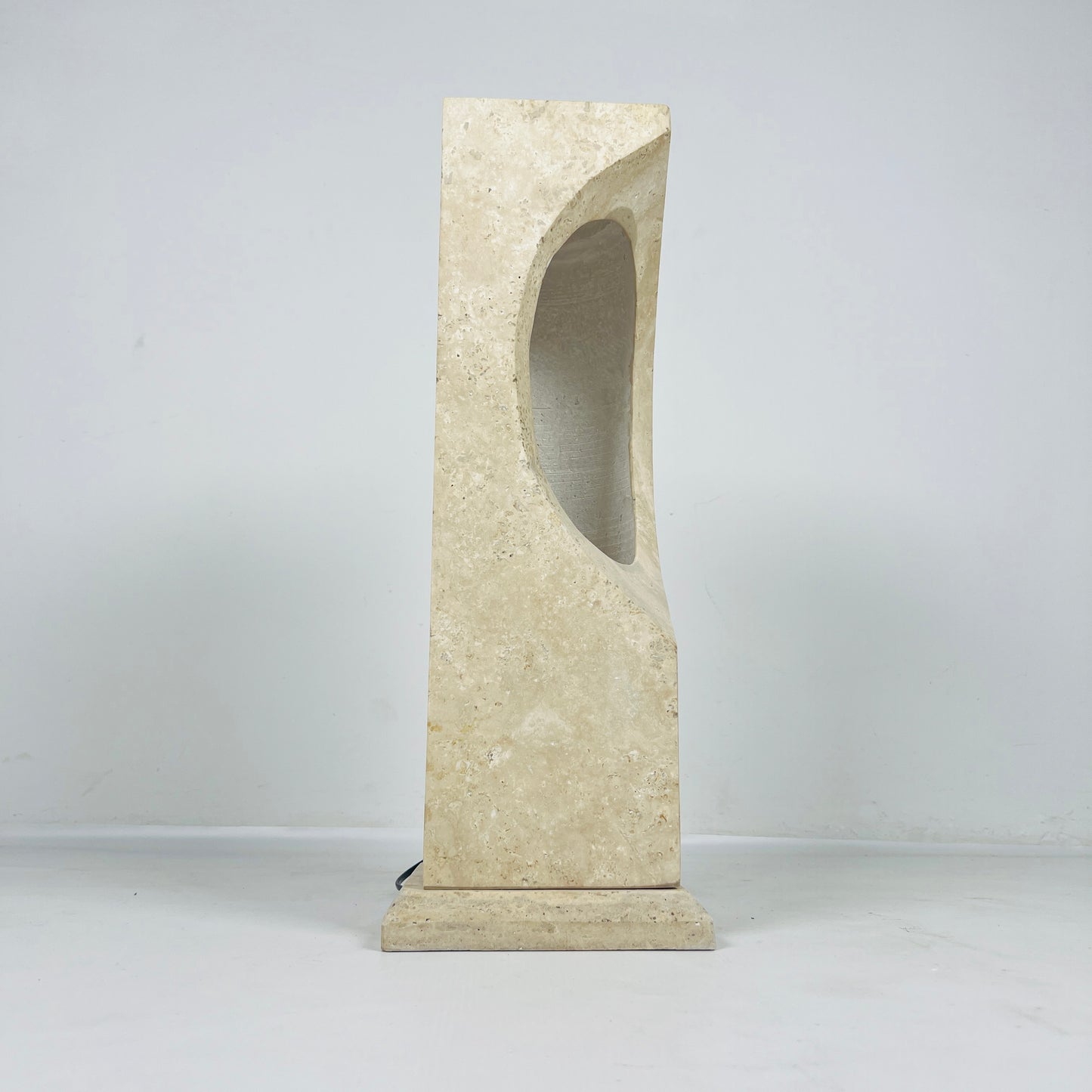 Hollowed Crescent Lamp - Travertine