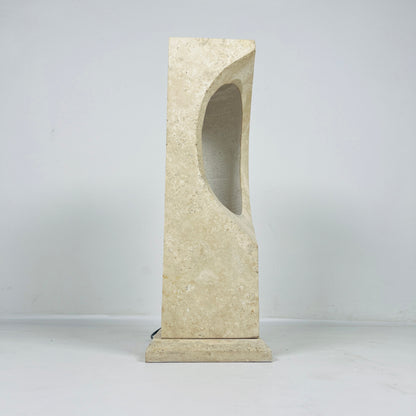 Hollowed Crescent Lamp - Travertine