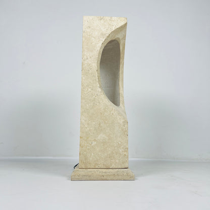 Hollowed Crescent Lamp - Travertine