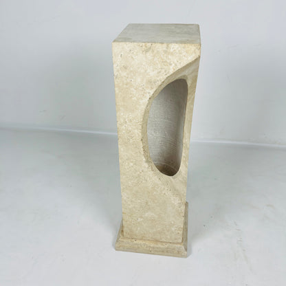 Hollowed Crescent Lamp - Travertine
