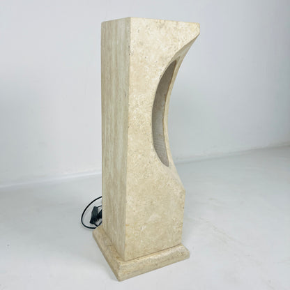 Hollowed Crescent Lamp - Travertine