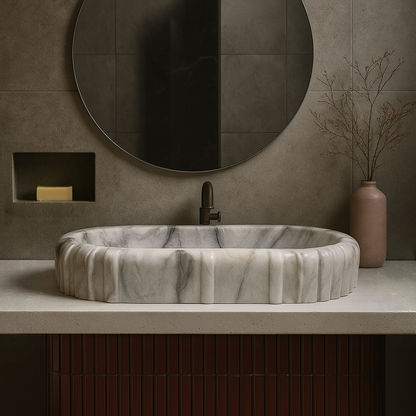Pleated Obround Sink - Gray Commando